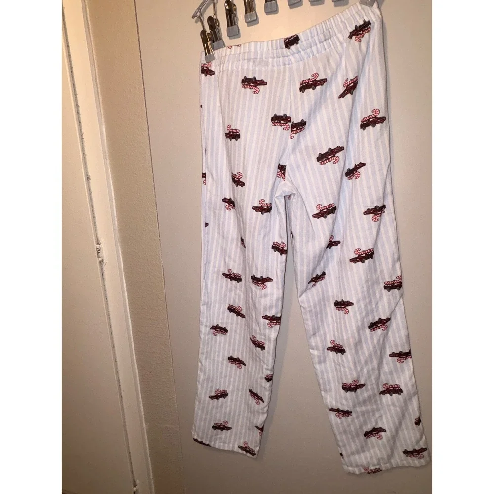 Cat & Jack Boys XL 14 Pajama Bottoms Blue Stripe Candy Cane Car Christmas Sleep